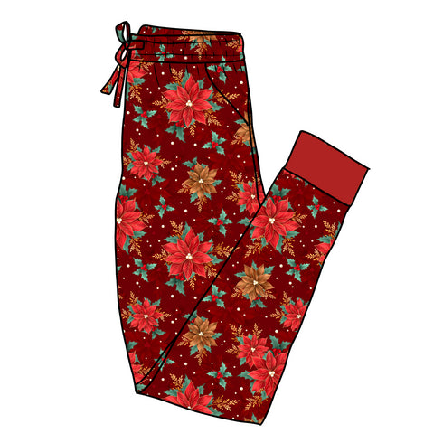 Pre order Poinsettia Pajama Pants(Ankle Cuff)